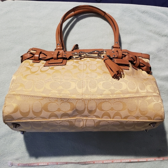 Coach Yellow Top Handle/Satchel bag with Leather T - Picture 1 of 7